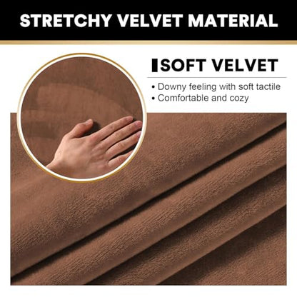 PrinceDeco 2 Pack Thick Velvet Stretch Armrest Covers for Chairs and Sofas Armchair Covers for Arms Couch Arm Covers Armrest Covers for Sofa Non Slip, Caramel - color: Caramel