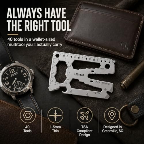Lever Gear Toolcard Pro - 40 in 1 Credit Card Multitool. Slim, Minimalist Survival Card Wallet Tool Card. TSA Approved Multitool Card Pocket Tool. (Silver, 2-Pack) - color: Silver, size: 2-Pack
