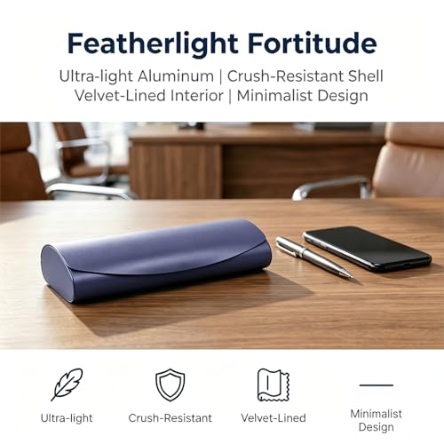 Philley Aluminum Ultra-Light Eyeglasses Case Hard Shell Nearsighted Glasses Case for Women & Men - color: B-blue