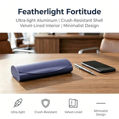 Philley Aluminum Ultra-Light Eyeglasses Case Hard Shell Nearsighted Glasses Case for Women & Men - color: B-blue