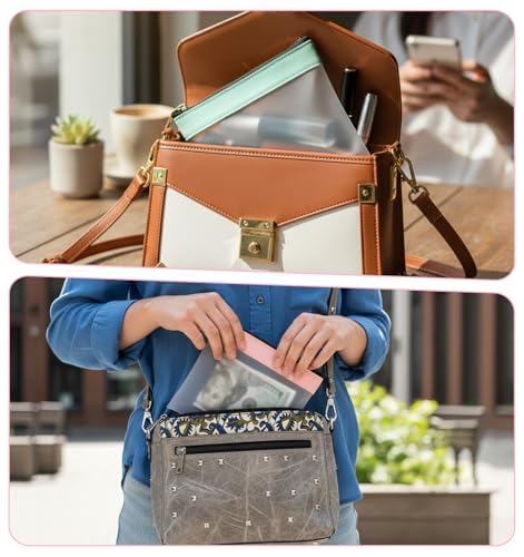 4Pcs Small Clear Makeup Bag, 4.9x4.5 Inch Mini Purse Pouch Zipper Pouch for Purse Clear Coin Purses with Zipper Closure, Cute Multicolor Leather Trim Perfect for Handbag Backpack, Travel & Daily Use - size: 4.9 in * 4.5 in