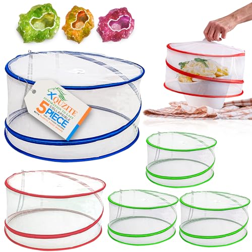 Pop Up Mesh Food Covers - Collapsible Pop Up Food Cover Set for Camping, Picnic and Outdoors - Complete with Plastic Food Cover Wraps