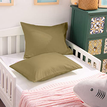NTBAY Egyptian Cotton Toddler Pillowcases - Set of 2 - Travel Pillow Cases - 500 Thread Count Cotton 13x18 Pillow Covers - Envelope Closure Nursery Pillowcases, 13x18 Inches, Khaki - color: Khaki