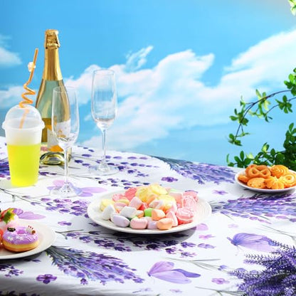 Boao 3 Pcs Vinyl Picnic Table Cover with Bench Cover 6 ft 30 x 72 Inch Waterproof Fitted Tablecloth Flannel Backing Rectangular Elastic Edged for Camping Outdoor Patio Travel(Lavender) - color: Lavender