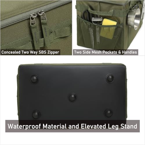 Tactical Camping Storage Bag - 46L Utility Tote Bag Trunk Organizer (Army Green) - color: Army Green