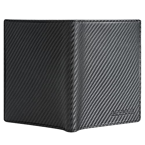 Polare Luxury RFID Blocking Leather Passport Holder Travel Wallet For Men and Women (Carbon Black) - color: Carbon Black