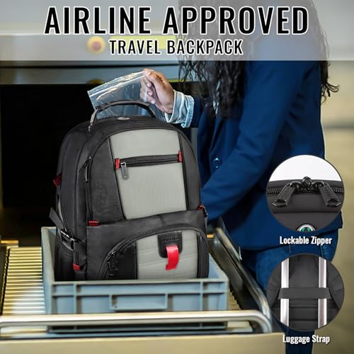YOREPEK Large Backpack for Men, Extra Large Laptop Backpacks for Men Women, Water Resistant Travel Backpack Airline Approved Business Work Bag Fits 18.4 Inch Computer, Black - color: Grey, size: 18.4 Inch