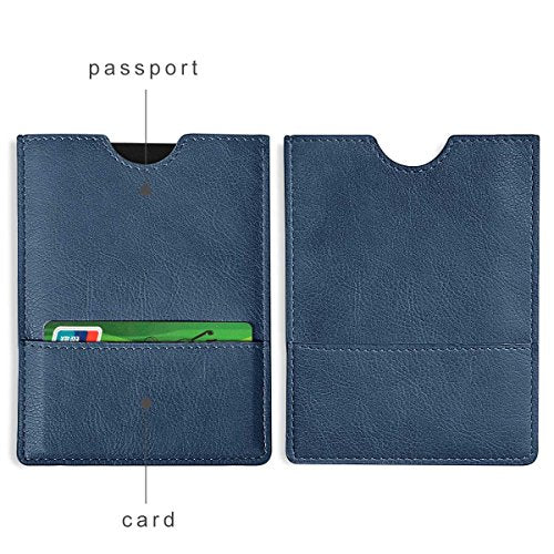 XEYOU Passport Holder Cover - Ultra Slim Premium Vegan Leather Travel Wallet Case Cover - color: Dark Blue