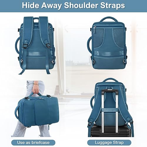 Sinaliy Travel laptop Backpack for Men Women, Personal Item Size Flight Approved, 16 Inch Laptop Bag with Multi-Pockets, College Computer Bag, Waterproof Carry On Backpack Casual Daypack Backpack - color: Deep Blue, size: Large
