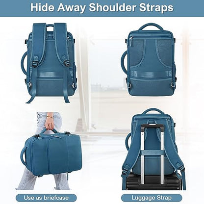 Sinaliy Travel Backpack, Carry on Flight Approved Backpack with Multi-Pockets, TSA Waterproof 17.3inch Laptop Backpack, Personal Item Travel Bag for Men Women, Deep Blue - color: Deep Blue, size: X-Large