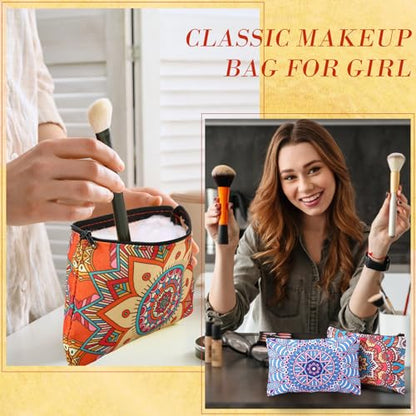 Eccliy 20 Pcs Mandala Makeup Bag Mandala Cosmetic Bag Canvas Gifts Mandala Accessories for Girls Toiletry Pouch with Zipper for Women Party, 8 x 5 Inch - size: 8 x 5 Inch, style: Mandala