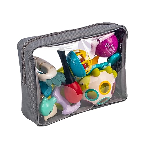 Remobia Hicol TSA Approved 5-Piece Diaper Bag Organizer Pouch Set Clear Waterproof TPU Kids Toiletry Storage Set Travel Packing Clutch Cube Bags for Baby Nursing (Grey) - color: Grey