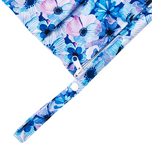 ALVA ALVABABY 2pcs Cloth Diaper Wet Dry Bags Waterproof Reusable with Two Zippered Pockets Travel Beach Pool Daycare Soiled Baby Items Yoga Gym Bag for Swimsuits or Wet Clothes L41104 - color: blue rose&chrysanthemum