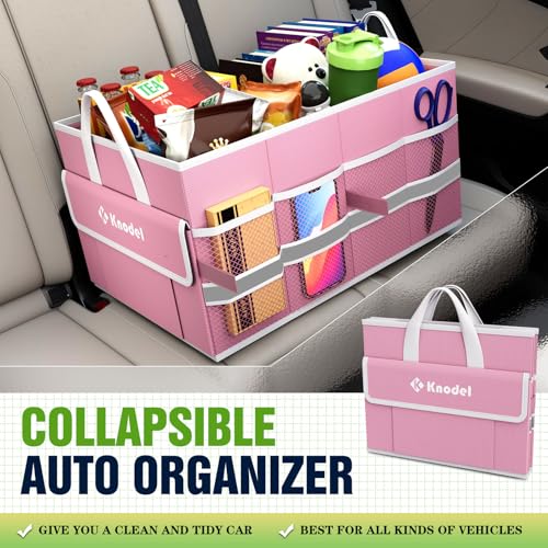 K KNODEL Car Trunk Organizer, Collapsible Car Trunk Storage Organizer, Car Organizer and Storage for SUV, Truck, Sedan (Small, Pink) - color: Pink, size: Small-No Lid