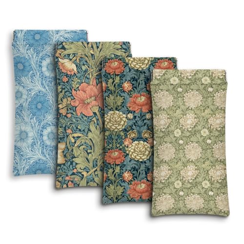 Eyeglasses Sunglasses Case PU Soft Squeeze Top Glasses Pouch for Women Men,Floral Pattern Portable Anti Scratch - color: Green