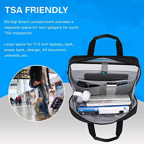 BAGSMART 17.3 Inch Laptop Bag, Expandable Computer Bag Laptop Briefcase Men Women,Laptop Shoulder Bag,Work Bag Business Travel Office, Black - color: Black-17.3 Inch