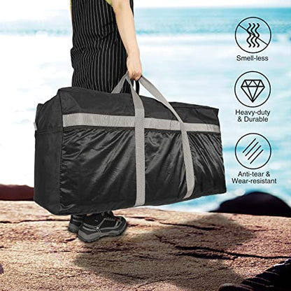 REDCAMP Foldable Travel Bag, Large Sports Bag, 75L/96L/100L, Lightweight Waterproof Tote Bag - color: Black 100l