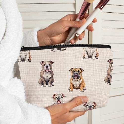 English Bulldog Dog Makeup Bag, English Bulldog Lovers Gifts Cosmetic Bag for Women, Dog Mom Lovers Owner Gifts for Women Christmas, Pet Lover Gift Zipper Travel Makeup Pouch for Purse - color: english bulldog