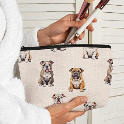 English Bulldog Dog Makeup Bag, English Bulldog Lovers Gifts Cosmetic Bag for Women, Dog Mom Lovers Owner Gifts for Women Christmas, Pet Lover Gift Zipper Travel Makeup Pouch for Purse - color: english bulldog