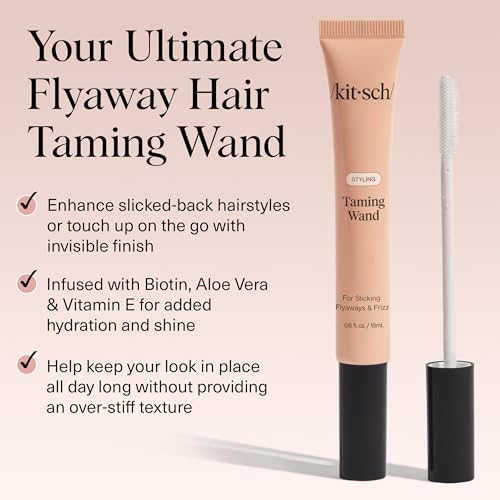Kitsch Hair Taming Wand - Fly Away Stick For Hair with Biotin, Aloe & Vitamin E | Clear Hair Mascara for Flyaways, Slick Back Style | Travel Size | Ideal Gifts for Women - 18mL