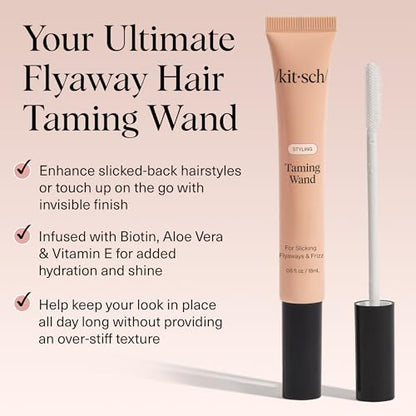 Kitsch Hair Taming Wand - Fly Away Stick For Hair with Biotin, Aloe & Vitamin E | Clear Hair Mascara for Flyaways, Slick Back Style | Travel Size | Ideal Gifts for Women - 18mL