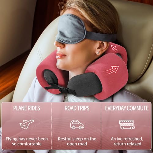 3-Ring Memory Foam Travel Neck Pillow It has obtained a Patent. The Three Rings can be movably Adjusted to Provide Flexible Support for The Neck, Head, and Other Areas.Peach Pink - color: Peach Pink