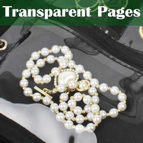 Travel Jewelry Organizer Case,Jewelry Bags for Traveling, Jewelry Binder with 24 Pcs Clear Zipper Velvet Pouches (Inner Pages, 3 PCS) - color: Inner Pages,Black,3 PCS