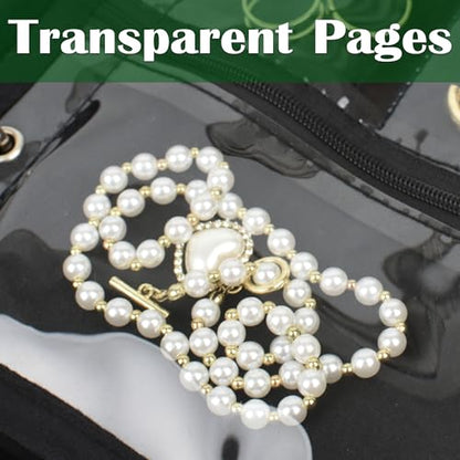 Travel Jewelry Organizer Case,Jewelry Bags for Traveling, Jewelry Binder with 24 Pcs Clear Zipper Velvet Pouches (Inner Pages, 3 PCS) - color: Inner Pages,Black,3 PCS