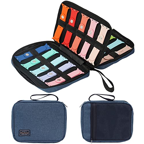 PACMAXI 20 Watch Bands Storage Carrying Case Compatible with Watches,Expandable Watch Band Holder Stores 20 Watch Bands Fit for Most Sizes of Watch Straps,Organizer for Watch Bands, Bag Only (Blue) - color: 1-blue