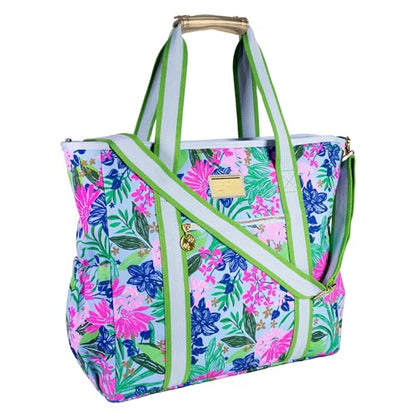 Lilly Pulitzer Beach and Picnic Cooler, Insulated Bag with Adjustable Shoulder Strap and Zipper, Soft Cooler - color: Endless Summer