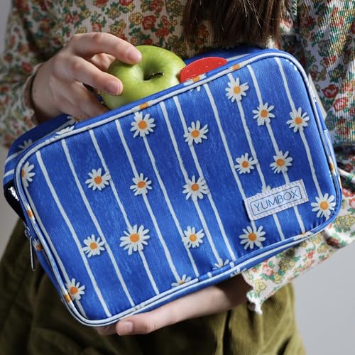 Yumbox Chill Snack Bags with 2 Removable Gel Ice Packs, Flexible Cooling, Insulated Lunch Bag, Wipe Clean fabric, Lined, Zipper Closure, Buckle Strap, Daisy Print - color: Daisies