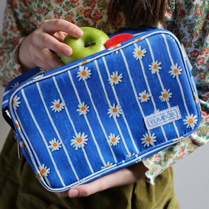 Yumbox Chill Snack Bags with 2 Removable Gel Ice Packs, Flexible Cooling, Insulated Lunch Bag, Wipe Clean fabric, Lined, Zipper Closure, Buckle Strap, Daisy Print - color: Daisies