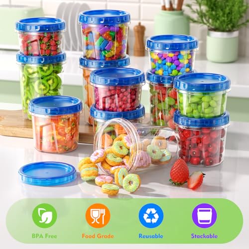 BiuLeon 12 Pack-17oz Freezer Storage Containers, Plastic Food Storage Containers with Twist Top Lids, BPA Free and Reusable Soup Containers with Lids, Leakproof/Microwave/Dishwasher Safe - color: 12Pack-17oz