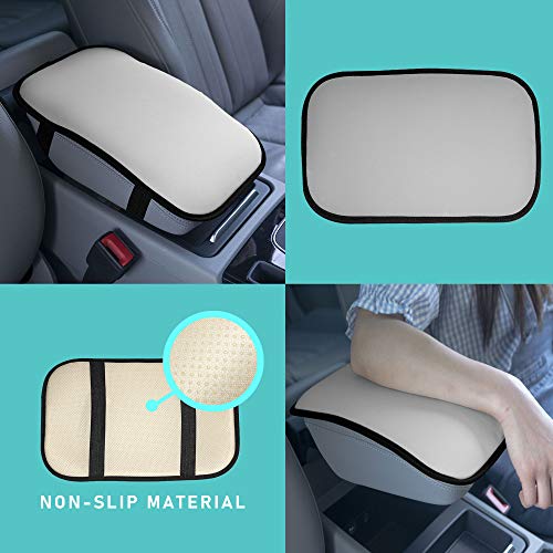 FH Group Neosupreme Gray Flat Pattern Center Console Pad – Water-Resistant Armrest Cover Protector for Cars, SUVs & Trucks - color: Gray, style: Console Cover (Plain)