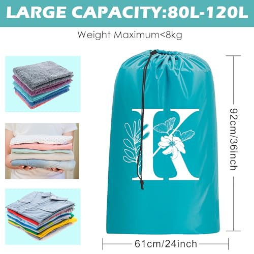 Sylfairy 2 Pack Extra Large Travel Laundry Bag, Dirty Clothes Organizer with Drawstring,Heavy Duty Travel Laundry Bags - color: Letter K