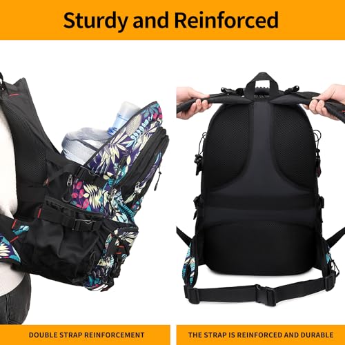 Nerlion 40L Hiking Backpack Travel Backpack for Men Women Camping Waterproof Outdoor Hiking Daypack Lightweight Backpack (Blue Leaves) - color: A6- Blue Leaves