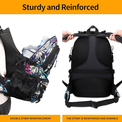 Nerlion 40L Hiking Backpack Travel Backpack for Men Women Camping Waterproof Outdoor Hiking Daypack Lightweight Backpack (Blue Leaves) - color: A6- Blue Leaves