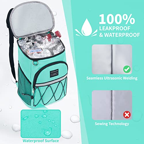 Backpack Cooler Backpack 26 Cans Insulated Leak Proof for Women Men Beach Camping Picnic Fishing Hiking Lunch Backpack Waterproof Cooler - color: Teal, size: Medium
