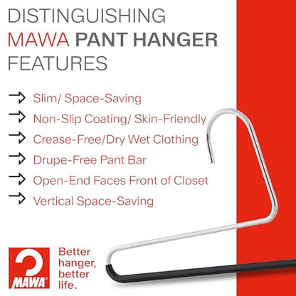 Mawa by Reston Lloyd Non-Slip Space Saving Clothes Hanger with Single Rod for Pants, Style KH35U, White, Set of 160 - color: White, size: Set of 160