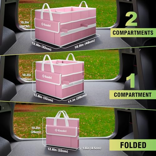K KNODEL Car Trunk Organizer, Collapsible Car Trunk Storage Organizer, Car Organizer and Storage for SUV, Truck, Sedan (Small, Pink) - color: Pink, size: Small-No Lid