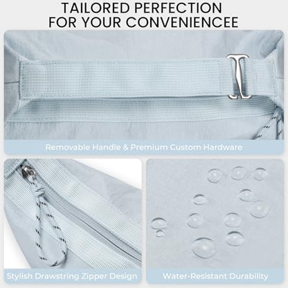 HauteHues Travel Makeup Bag for Women, Roomy Cosmetic Bag and Toiletry Bag with Wide Open Design, Soft Nylon Pouch for Makeup, Skincare, Toiletries, Gym, Carry-On and Weekend Trips, Gray Blue - color: Blue