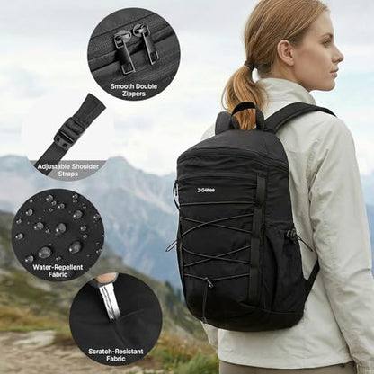 G4Free Hiking Backpack for Women Men 20L Lightweight Travel Backpacks Daypack Outdoor Daily Camping, Black - color: Blcak