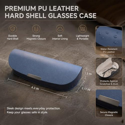 Glasses Case hard shell,3-in-1 Sunglasses Case & Eyeglass Case with Cleaning Cloth & Storage Pouch - color: Sky Blue