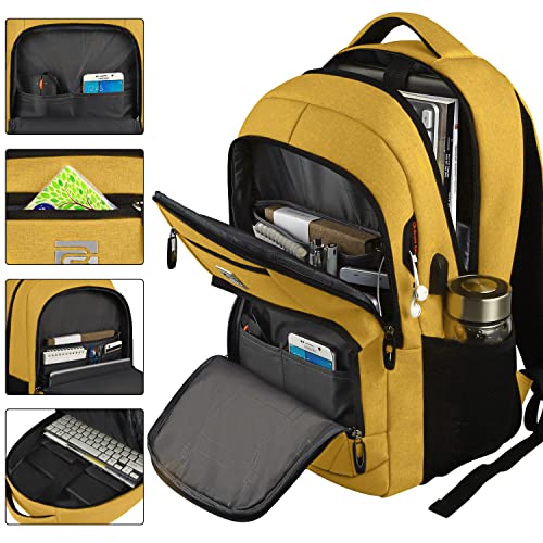 Volher Laptop Backpack,Business Travel Anti Theft Slim Durable Laptops Backpack,Water Resistant College Computer Bag for Women & Men Fits 15.6 Inch Laptop and Notebook-Yellow - color: Yellow, size: 15.6 Inch, style: Laptop