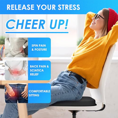 WISIMMALL Gel Seat Cushion Portable Travel Cushions, 16.5" x 12" Large Size Super Thick Foldable Chair Seat Cushion Lightweight for Car Office Chair Wheelchair, Pressure Sores Tailbone Pain Relief - size: L-Black
