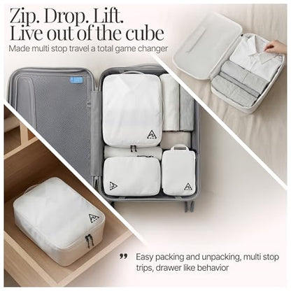 Well Traveled 4 pcs Compression Packing Bags Cubes Set with HybridMax Double-Capacity Design - Packing Cubes for Travel Compression to Maximize Limited Luggage Space, White - color: White, size: 4-piece