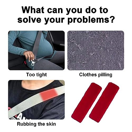 Ziciner 2 Packs Car Seatbelt Covers Shoulder Pad, Universal Soft Faux Sheepskin Shoulder Cover for Comfortable Driving, Fluffy Seat Belt Protector Help to Protect Your Neck and Shoulder (Wine Red) - color: Wine Red
