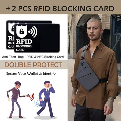 Anti Theft Crossbody Bags for Women Men, Multi-Pocket Shoulder Bag, Slim Sling Purse with 2 RFID Blocking Card (Right Shoulder-Viola) - color: Right Shoulder-viola