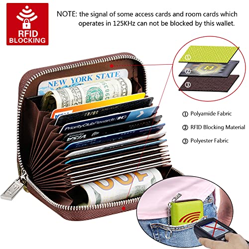 FurArt Zipper Wallet Women, RFID Blocking Credit Card Wallet, Business Card Holder, Compact Size KeyChain Wallet - color: Apple Green