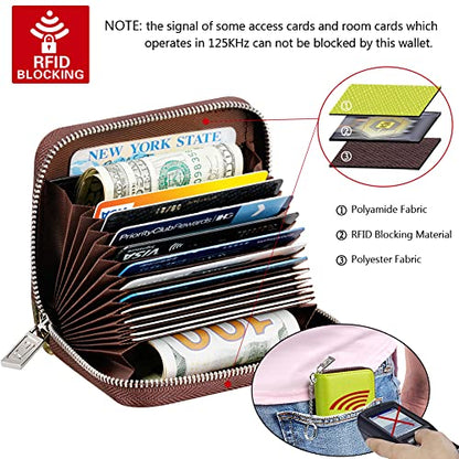 FurArt Zipper Wallet Women, RFID Blocking Credit Card Wallet, Business Card Holder, Compact Size KeyChain Wallet - color: Apple Green